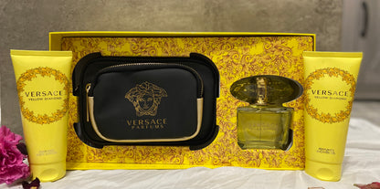 Versace YELLOW DIAMOND 4 PIECE GIFT SET - 3.0 OZ EAU DE TOILETTE SPRAY NEW