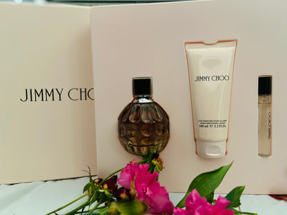 Jimmy Choo 3 Piece Gift Set- 3.3 Oz Eau De Parfum Spray New Box For Women