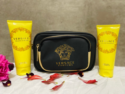 Versace YELLOW DIAMOND 4 PIECE GIFT SET - 3.0 OZ EAU DE TOILETTE SPRAY NEW