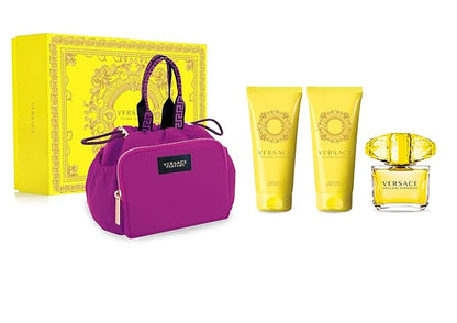 Versace YELLOW DIAMOND 4 PIECE GIFT SET - 3.0 OZ EAU DE TOILETTE SPRAY NEW