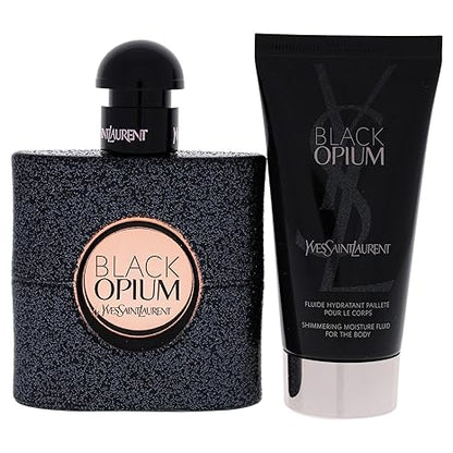 Black Opium by Yves Saint Laurent Eau de Parfum Spray 50ml & Shimmering Moisturising Fluid 50ml